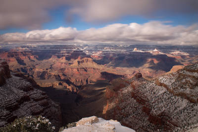 Snow covered Grand Canyon south rim.