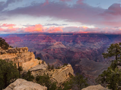Photo of sunrise in the Grand Canyon.
