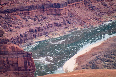 Photo of ice in the Colorado River. Canyonlands. Winter.