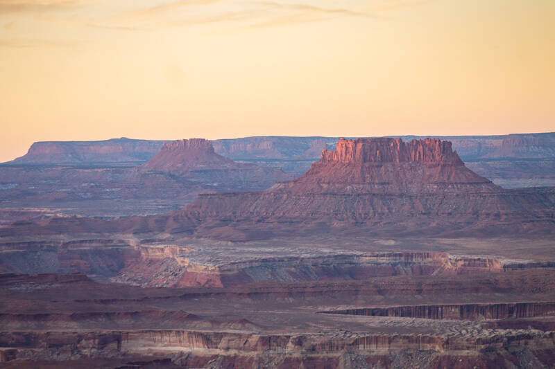 Photo of mesas in Canyonlands. Winter.