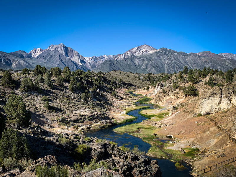 Photo of a geological site near Mammoth Lakes. Summer.