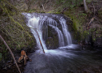 Photo of upper Multnomah Falls near Portland, OR. Winter.
