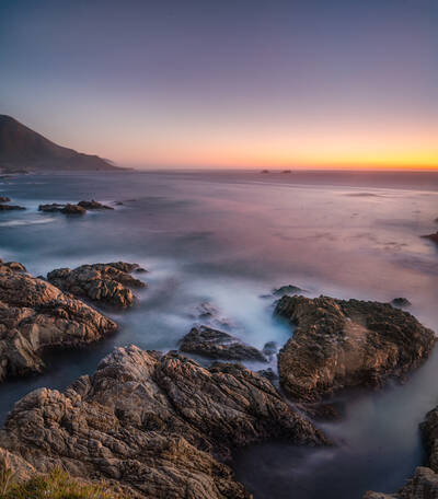 Photo of a sunset in Garrapata state park, California. Fall.