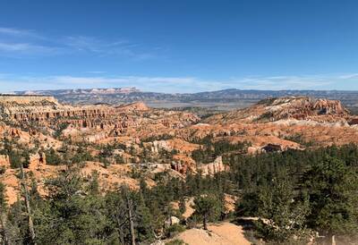 Photo showing the amphitheater in Bryce Canyon. Fall.