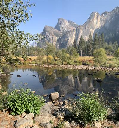 Photo of a smokey landscape in California. Fall.