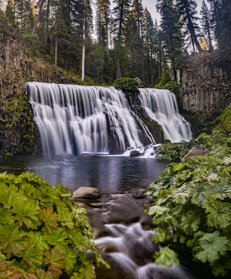 Photo of the middle waterfall among McCloud Falls. Summer.