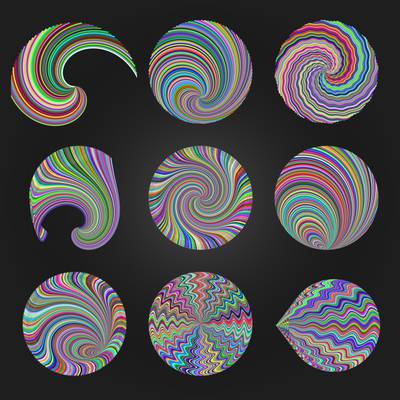 A collection of 2D patterns generated by moving the detector in various ways.