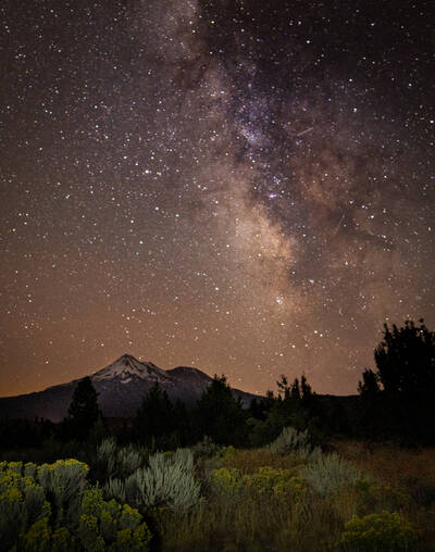 Photo of Milky Way over Mt. Hood. Summer.